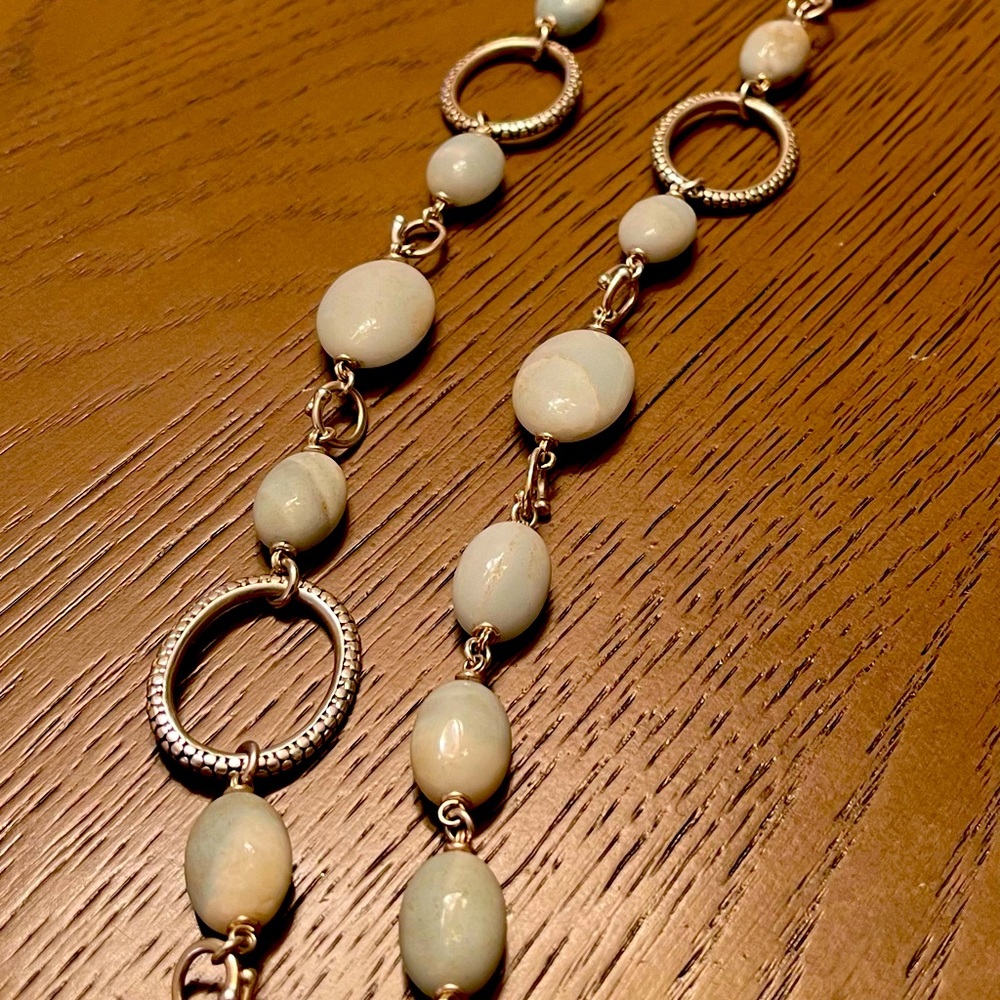 Michael Dawkins silver link necklace with chalcedony stones